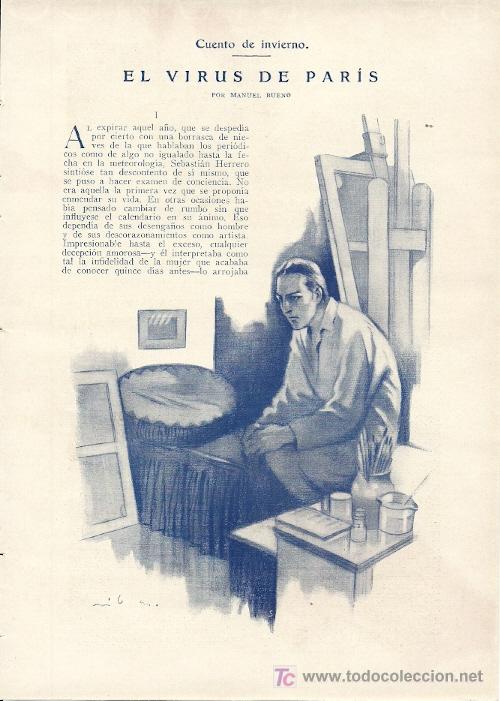 Colecionismo de Revistas e Jornais: Cuento de invierno: El virus de Par&iacute;s / por Manuel Bueno; ilustraciones de Ribas- 1927