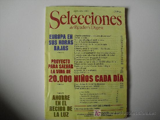 Coleccionismo de Revistas y Peri&oacute;dicos: Selecciones del Readers Digest. Septiembre de 1984