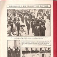 Coleccionismo de Revistas y Periódicos: HOJA DE REVISTA~1908~ALICANTE~HOMENAJE A D. TEODORO LLORENTE~LO RAT PENAT~AYUNTAMIENTO