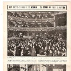 Coleccionismo de Revistas y Periódicos: HOJA DE REVISTA~1910~MADRID~TEATRO REAL~EL GORDO DE LA LOTERIA NACIONAL EN SAN SEBASTIAN