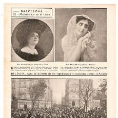 Coleccionismo de Revistas y Periódicos: HOJA DE REVISTA~1910~LICEO DE BARCELONA~OPERA~SOPRANO LUCIA CRESTANI~BILBAO ACTOS DE PROTESTA