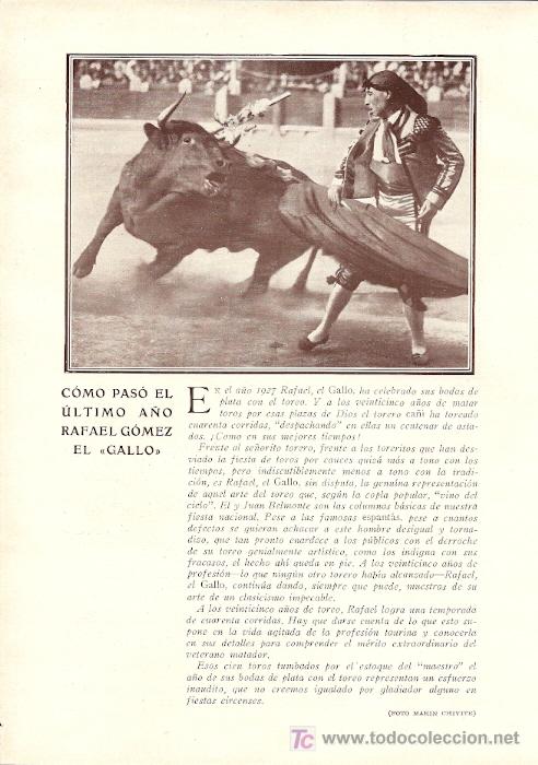 Coleccionismo de revistas y peri&oacute;dicos: C&oacute;mo pas&oacute; el &uacute;ltimo a&ntilde;o Rafael G&oacute;mez El Gallo y c&oacute;mo le hubiera sido m&aacute;s agradable pasarlo - 1927