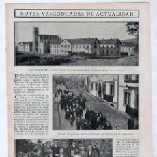 Coleccionismo de Revistas y Periódicos: HOJA DE REVISTA 1910~VASCONGADAS~SAN SEBASTIAN, ASILO REINA~BILBAO, BARRIO OBRERO DE SANTA CRUZ