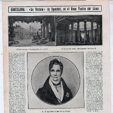 Coleccionismo de Revistas y Periódicos: HOJA DE REVISTA 1910~BARCELONA: LA VESTALE DE LUIS GASPAR SPONTINI EN EL GRAN TEATRO DEL LICEO