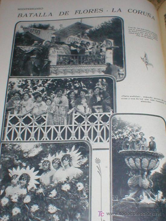 Collection Magazines and Newspapers: LA CORU&Ntilde;A BATALLA DE FLORES 1927 LAMINA REVISTA MEDITERRANEO