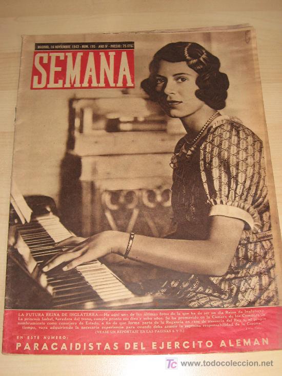 Coleccionismo de Revistas y Peri&oacute;dicos: Revista Semana 1943.La Futura Reina de Inglaterra.Paracaidistas del Ej&eacute;rcito Alem&aacute;n.Deportes.