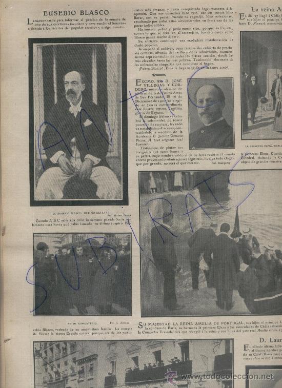 Collection Magazines and Newspapers: ABC A&Ntilde;O 1903 MUERE EUSEBIO BLASCO PRIMERAS SE&Ntilde;ALES DE TRAFICO ORFEON TOLOSANO CALA FIGUERA MALLORCA