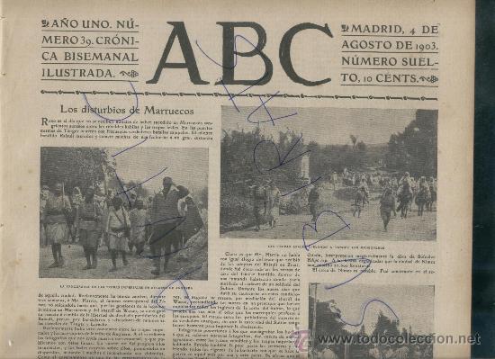 Coleccionismo de Revistas y Peri&oacute;dicos: ABC A&Ntilde;O 1903 DISTURBIOS EN MARRUECOS TANGER ANGUERA EL CERRO DE LOS ANGELES BOMBEROS DE MADRID