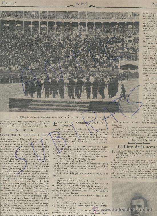 Collection Magazines and Newspapers: ABC A&Ntilde;O 1903 CONCIERTO DE LA BANDA MUNICIPAL DE VALENCIA SANTO&Ntilde;A SAQUEO DEL CEMENTERIO DE MADRID
