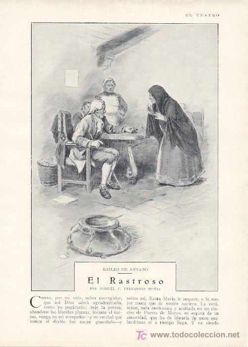 Collezionismo di Riviste e Giornali: Bailes de anta&ntilde;o: El rastroso / relato de Manuel F. Fern&aacute;ndez N&uacute;&ntilde;ez con dibujos de Regidor - 1928