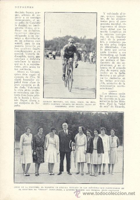 Coleccionismo de Revistas y Peri&oacute;dicos: * DEPORTES * Boxeo, ciclismo [Luciano Montero], regatas de balandros en Coru&ntilde;a... - 1929