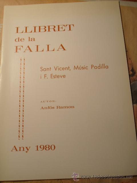Coleccionismo de revistas y peri&oacute;dicos: Llibret de fallas de Valencia San Vicent, Falangista Esteve i Padilla. A&ntilde;o 1980 LL-32