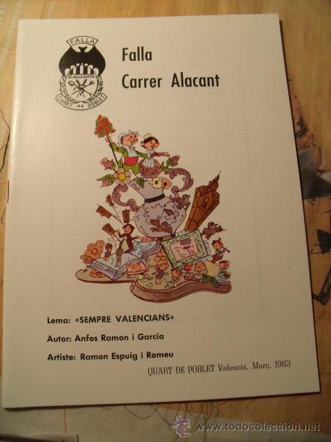 Coleccionismo de revistas y peri&oacute;dicos: Llibret de fallas de Quart de Poblet. Falla Carrer Alacant.  A&ntilde;o 1983 LL-59