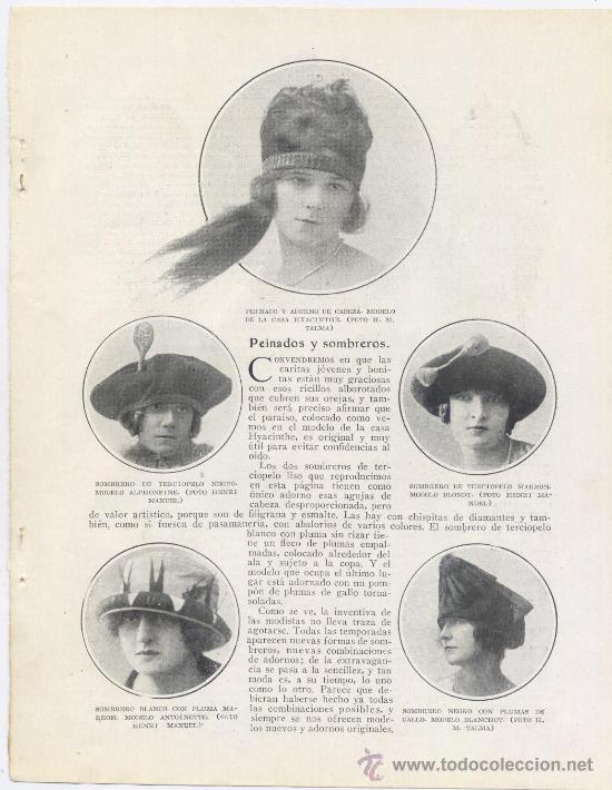 Collezionismo di Riviste e Giornali: ANUNCIO *PEINADOS Y SOMBREROS*, MADRID 1920 - 1 HOJA REVISTA