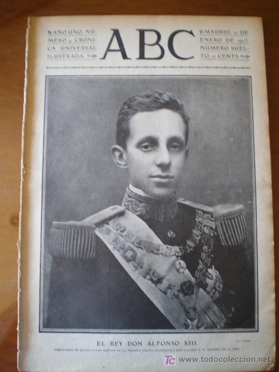 Coleccionismo de Revistas y Peri&oacute;dicos: ABC N&ordm; 4 (22/01/03) ALFONSO XIII MADRID INDIGENTES VILLAGARCIA CRIADO AGUILAR TREN