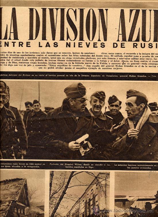 Coleccionismo de Revistas y Peri&oacute;dicos: DIVISION AZUL 1942 2 HOJAS REVISTA
