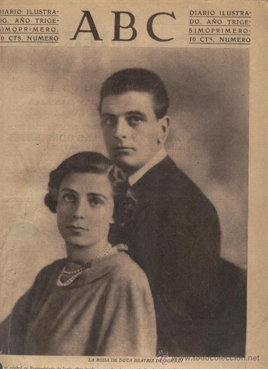 Coleccionismo de Revistas y Peri&oacute;dicos: RECORTE DE PRENSA. ABC. A&Ntilde;OS 30. BODA DE DO&Ntilde;A BEATRIZ DE BORBON.ALEJANDRO DE TORLONIA.