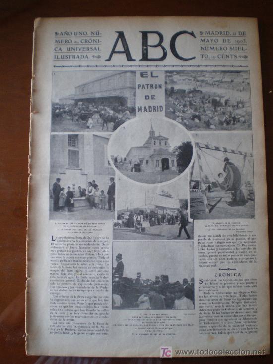 Coleccionismo de revistas y peri&oacute;dicos: ABC N&ordm; 21 (21/05/03) SAN ISIDRO CORTES TETUAN PARIS-MADRID VILLASINDA CIUDAD LINEAL SAN SEBATIAN