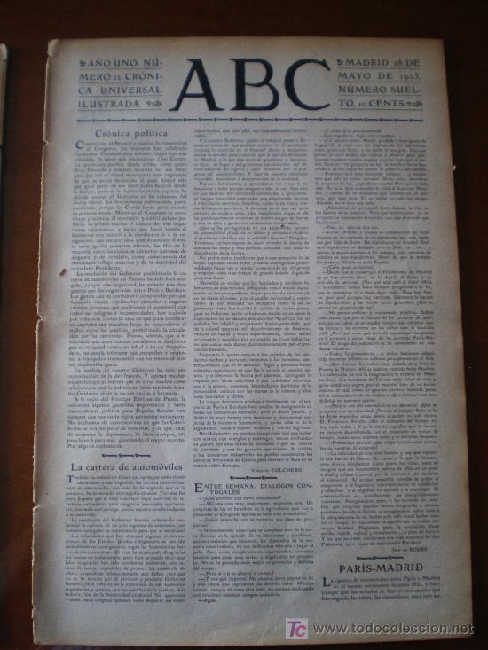 Coleccionismo de revistas y peri&oacute;dicos: ABC N&ordm; 22 (28/05/03) FILOXERA TETUAN ALBUERA PARIS-MADRID PRUSIA TROYANO MELLA HIPICA ECHEGARAY