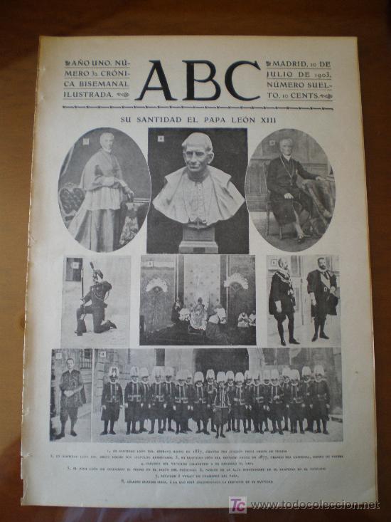 Coleccionismo de revistas y peri&oacute;dicos: ABC N&ordm; 32 (10/07/03) VALENCIA LLORENTE ASILO MADRID MAZZONI DUPUY DE LOME PAPA LEON XIII