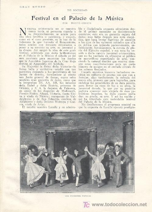 Coleccionismo de Revistas y Peri&oacute;dicos: Festival [ ben&eacute;fico ] en el Palacio de la M&uacute;sica / por Monte-Cristo - 1927