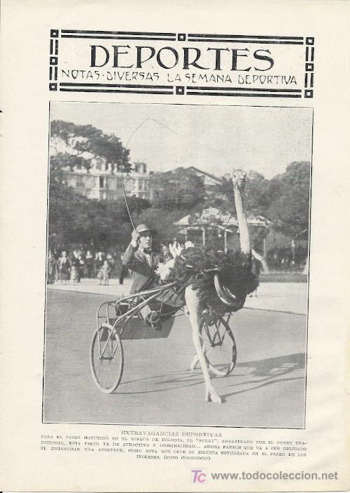 Coleccionismo de Revistas y Peri&oacute;dicos: Extravagancia: Veh&iacute;culo tirado por un avestruz- 1927