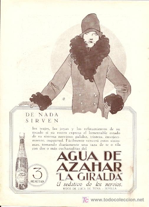 Coleccionismo de Revistas y Peri&oacute;dicos: Publicidad Agua de Azahar La Giralda de Hijos de Luca de Tena - 1927