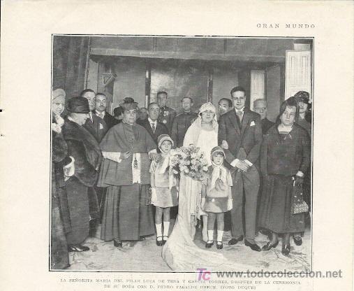 Coleccionismo de Revistas y Peri&oacute;dicos: Boda: Srta. M&ordf; del Pilar Luca de Tena y Garc&iacute;a Torres - Pedro Fagalde Herce - 1927