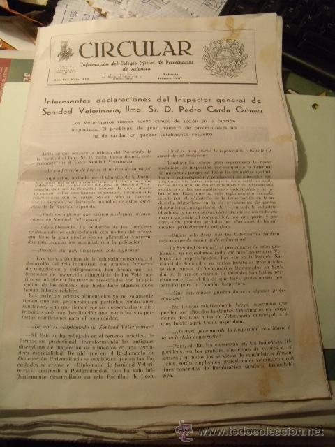 Coleccionismo de revistas y peri&oacute;dicos: Circular. Revista del Colegio Oficial de Veterinarios de Valencia. Febrero de 1957