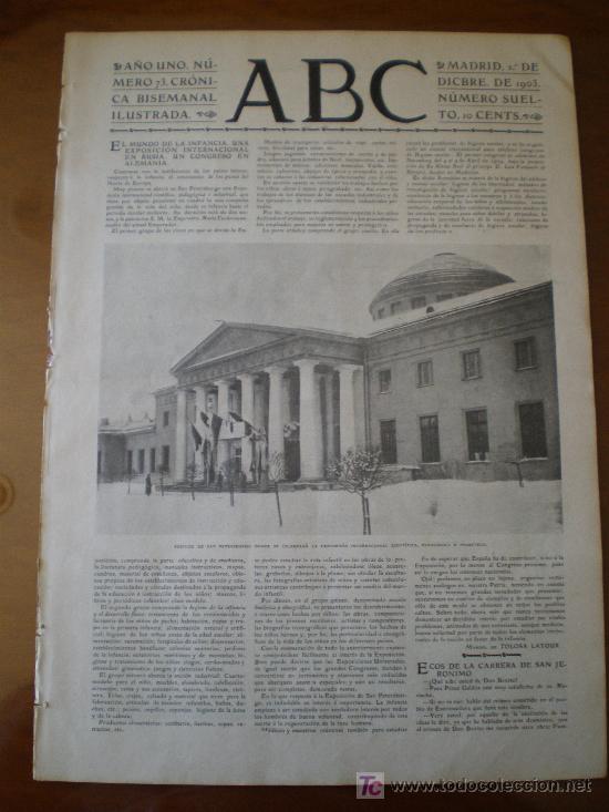 Coleccionismo de revistas y peri&oacute;dicos: ABC N&ordm; 73 (01/12/03) PANAMA MONCLOA MU&Ntilde;OZ RIVERO HUNDIMIENTO IGLESIA SAN PETESBURGO