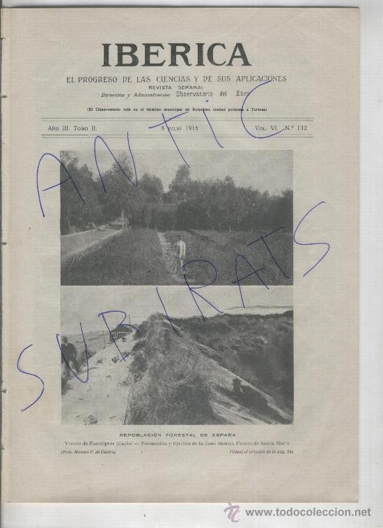 Collezionismo di Riviste e Giornali: IBERICA A&Ntilde;O 1916 132 REPOBLACION FORESTAL PUERTO DE SANTA MARIA NAVAFRIA METALES EN RONDA POLL-ROIG
