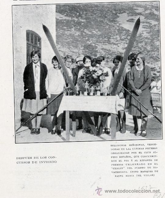 Coleccionismo de revistas y peri&oacute;dicos: CLUB ALPINO ESPA&Ntilde;OL NAVACERRADA 1927 VENCEDORAS CONCURSO DE INVIERNO ESQUI HOJA REVISTA