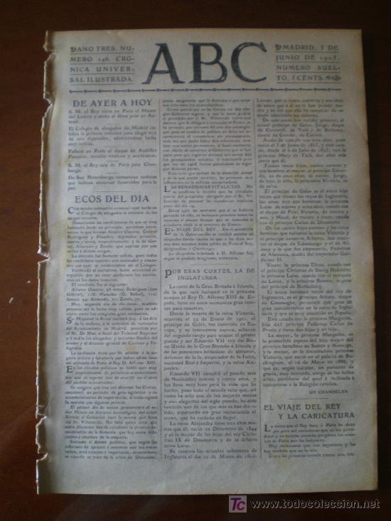 Coleccionismo de revistas y peri&oacute;dicos: ABC N&ordm; 146 (05/06/05) VIAJE DE ALFONSO XIII A PARIS