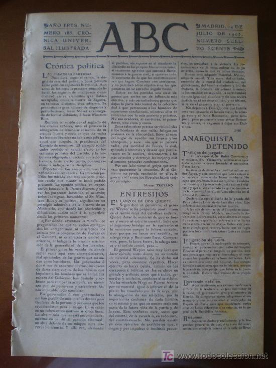 Coleccionismo de revistas y peri&oacute;dicos: ABC N&ordm; 185 (14/07/05) VALLADOLID SUSILLO LONDRES  DEROULEDE PASAGES HENLEY