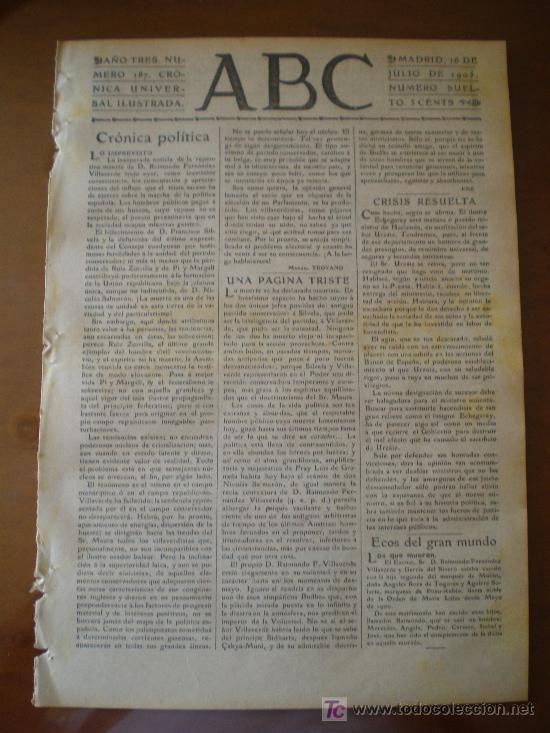 Coleccionismo de revistas y peri&oacute;dicos: ABC N&ordm; 187 (16/07/05) SAN SEBASTIAN FERNANDEZ VILLAVERDE INCENDIO MADRID JOSE ECHEGARAY