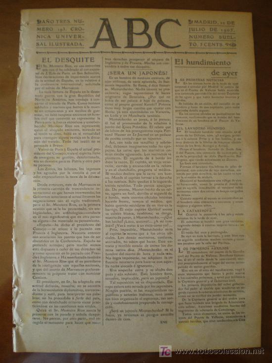 Coleccionismo de revistas y peri&oacute;dicos: ABC N&ordm; 193 (22/07/05) OSUNA MADRID ASILO MENDIGO HIDROAVION ARTON SEVILLA ARCHDEACON AVIACION