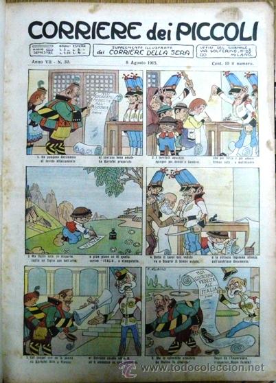 Coleccionismo de Revistas y Peri&oacute;dicos: CORRIERE DEI PICCOLI  PINOCHO PROPAGANDA EUTROFINA 19 N&ordm; s DEL A&Ntilde;O 1915  28 CM X 39 CM ITALIANO