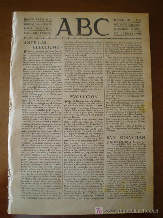 Coleccionismo de revistas y peri&oacute;dicos: ABC N&ordm; 221 (19/08/05) MURCIA ESPU&Ntilde;A ESTADOS UNIDOS SAN SEBASTIAN CONCIERTO BAUER CASALS  FERU