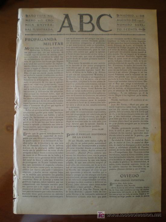 Coleccionismo de revistas y peri&oacute;dicos: ABC N&ordm; 223 (21/08/05) GRANADA ALHAMBRA SAN SEBASTIAN TIRO PICHON BAVIERA Y BORBON MADRID PORTEROS