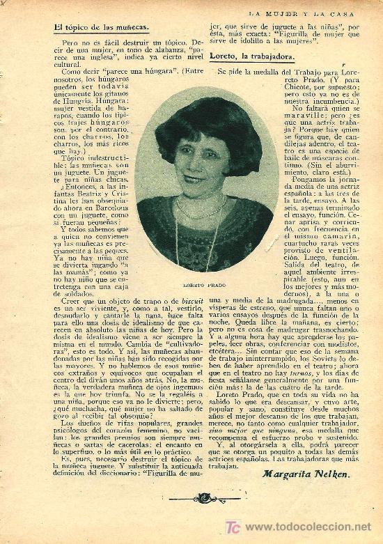 Coleccionismo de Revistas y Peri&oacute;dicos: Sobre Loreto Prado / por Margarita Nelken- 1929