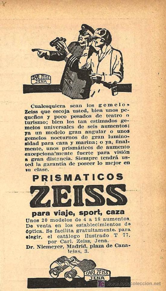 Coleccionismo de revistas y peri&oacute;dicos: Publicidad prism&aacute;ticos Zeiss - 1928