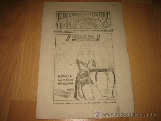 Collezionismo di Riviste e Giornali: EDITORIAL GUERRI  &iexcl; SOLA ! NOVELA POR MARIO D`ANCONA  CUPON N&ordm; 144