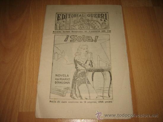 Collezionismo di Riviste e Giornali: EDITORIAL GUERRI  &iexcl; SOLA ! NOVELA POR MARIO D`ANCONA  CUPON N&ordm; 145