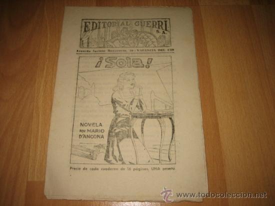 Collezionismo di Riviste e Giornali: EDITORIAL GUERRI  &iexcl; SOLA ! NOVELA POR MARIO D`ANCONA  CUPON N&ordm; 146