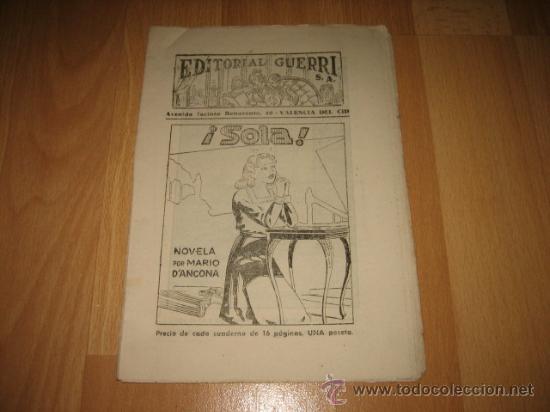 Collezionismo di Riviste e Giornali: EDITORIAL GUERRI  &iexcl; SOLA ! NOVELA POR MARIO D`ANCONA  CUPON N&ordm; 148