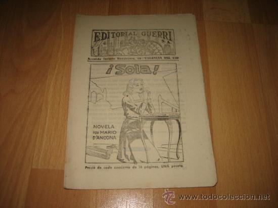 Collezionismo di Riviste e Giornali: EDITORIAL GUERRI  &iexcl; SOLA ! NOVELA POR MARIO D`ANCONA  CUPON N&ordm; 149