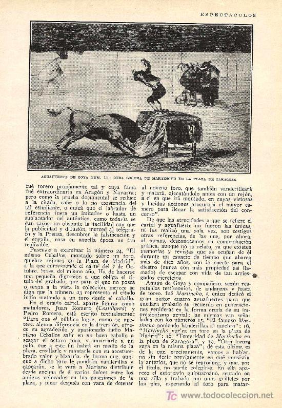 Colecionismo de Revistas e Jornais: Sobre la Tauromaquia de Goya / art&iacute;culo de Lorenzo Ortiz-Ca&ntilde;avate - 1928