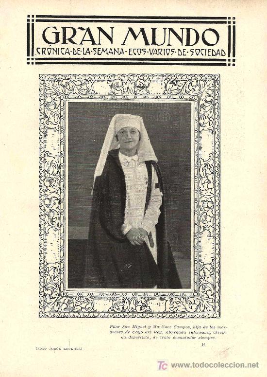 Coleccionismo de Revistas y Peri&oacute;dicos: Imagen orlada de Pilar San Miguel y Mart&iacute;nez Campos hija de los  marqueses de Cayo del Rey - 1929