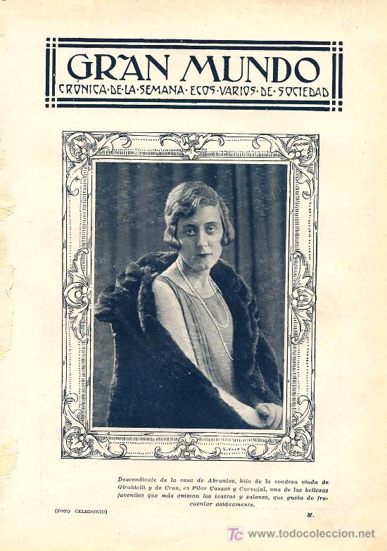 Coleccionismo de revistas y peri&oacute;dicos: Imagen orlada de la Srta. Pilar Casani y Carvajal, hija de la condesa viuda de Giraldelli - 1928