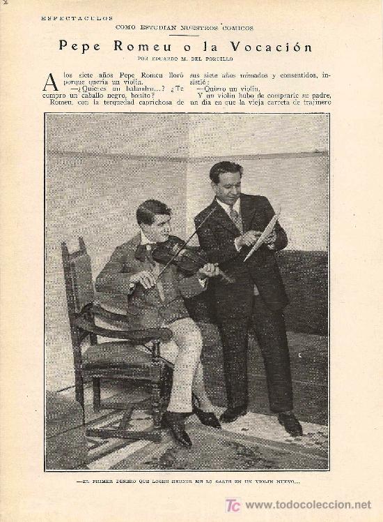 Sammeln von Zeitschriften und Zeitungen: [Sobre el tenor] Pepe Romeu o la vocaci&oacute;n / Eduardo M. del Portillo - 1928 * LORCA, Murcia *